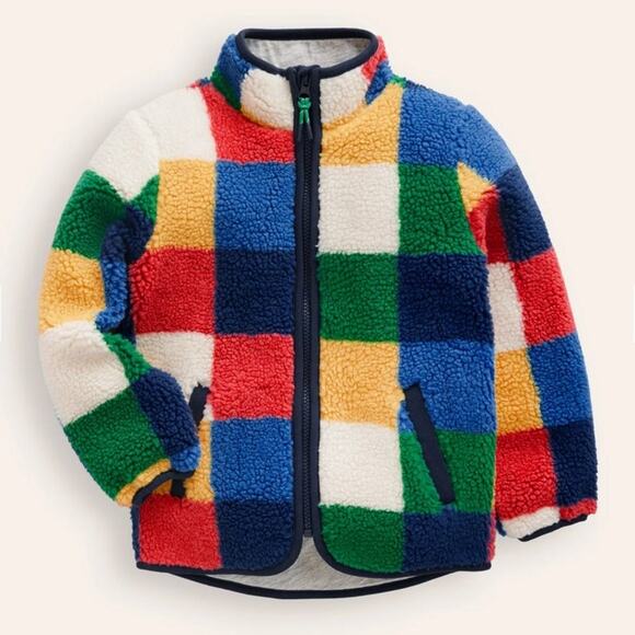 Mini Boden Other - MINI BODEN Cosy Borg Jacket Multi Check Boys Size 6–7 Year Old